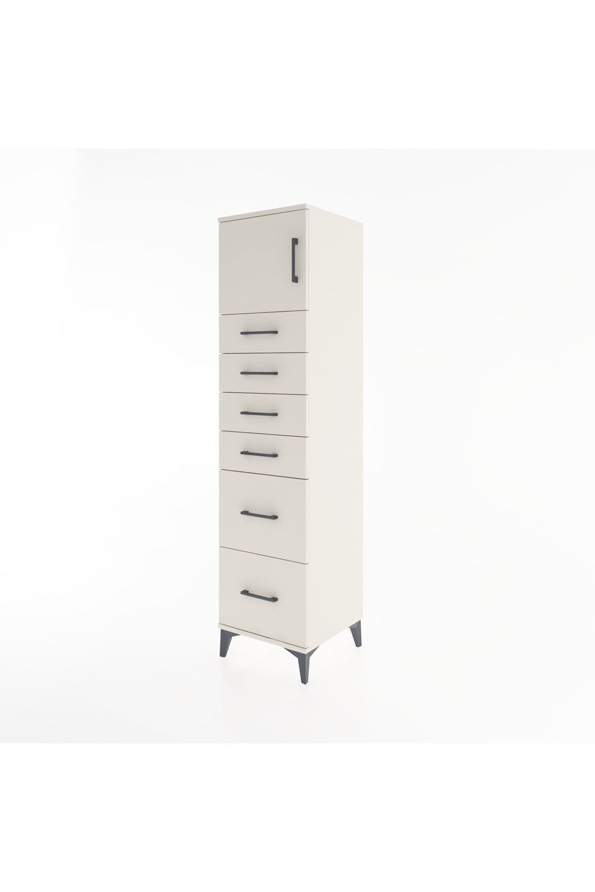 Hyperion Dolap Tek Raflı 6 Çekmeceli Tek Kapaklı 44x44x182 - S55M017V1B