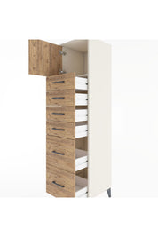 Hyperion Dolap Tek Raflı 6 Çekmeceli Tek Kapaklı 44x44x182 - S55M017V3B