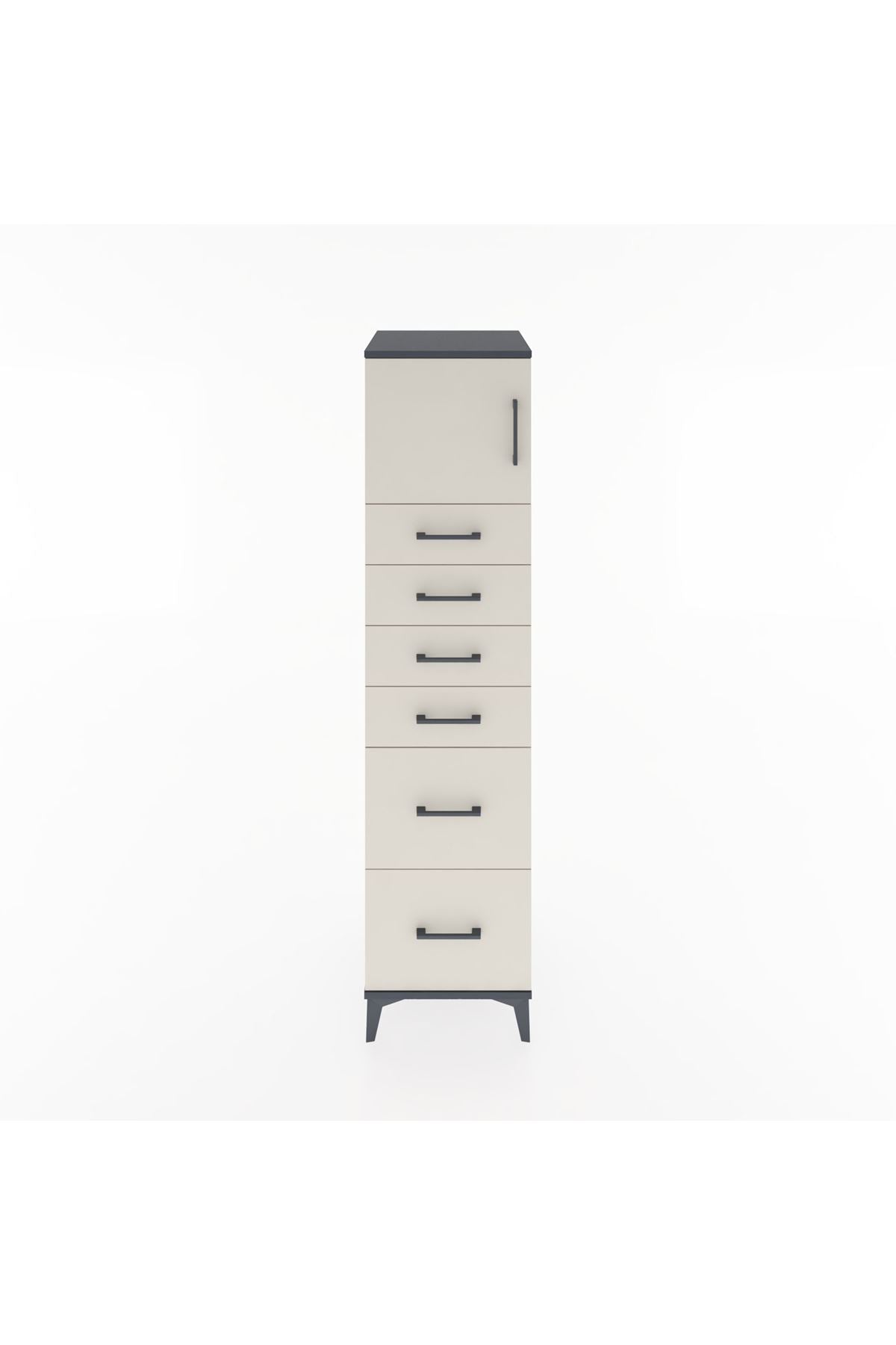 Hyperion Dolap Tek Raflı 6 Çekmeceli Tek Kapaklı 44x44x182 - S55M017V4B
