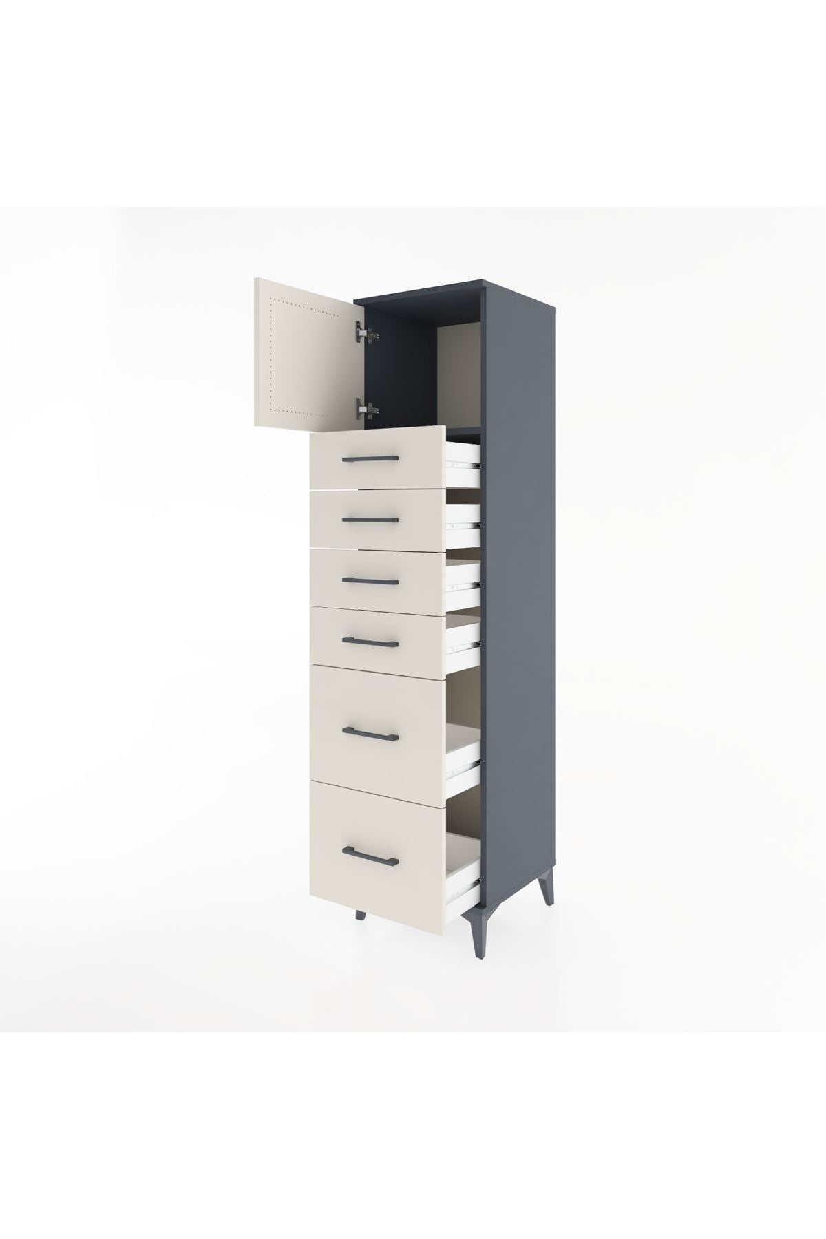 Hyperion Dolap Tek Raflı 6 Çekmeceli Tek Kapaklı 44x44x182 - S55M017V4B