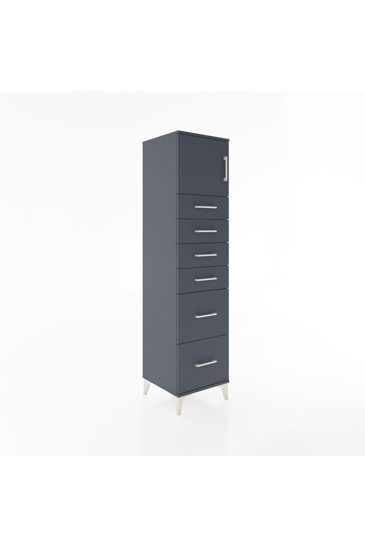 Hyperion Dolap Tek Raflı 6 Çekmeceli Tek Kapaklı 44x44x182 - S55M017V5B