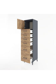 Hyperion Dolap Tek Raflı 6 Çekmeceli Tek Kapaklı 44x44x182 - S55M017V6B