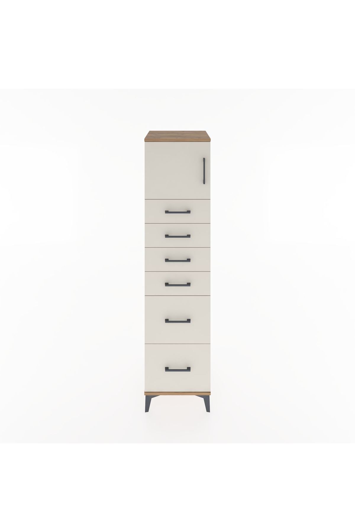 Hyperion Dolap Tek Raflı 6 Çekmeceli Tek Kapaklı 44x44x182 - S55M017V7B