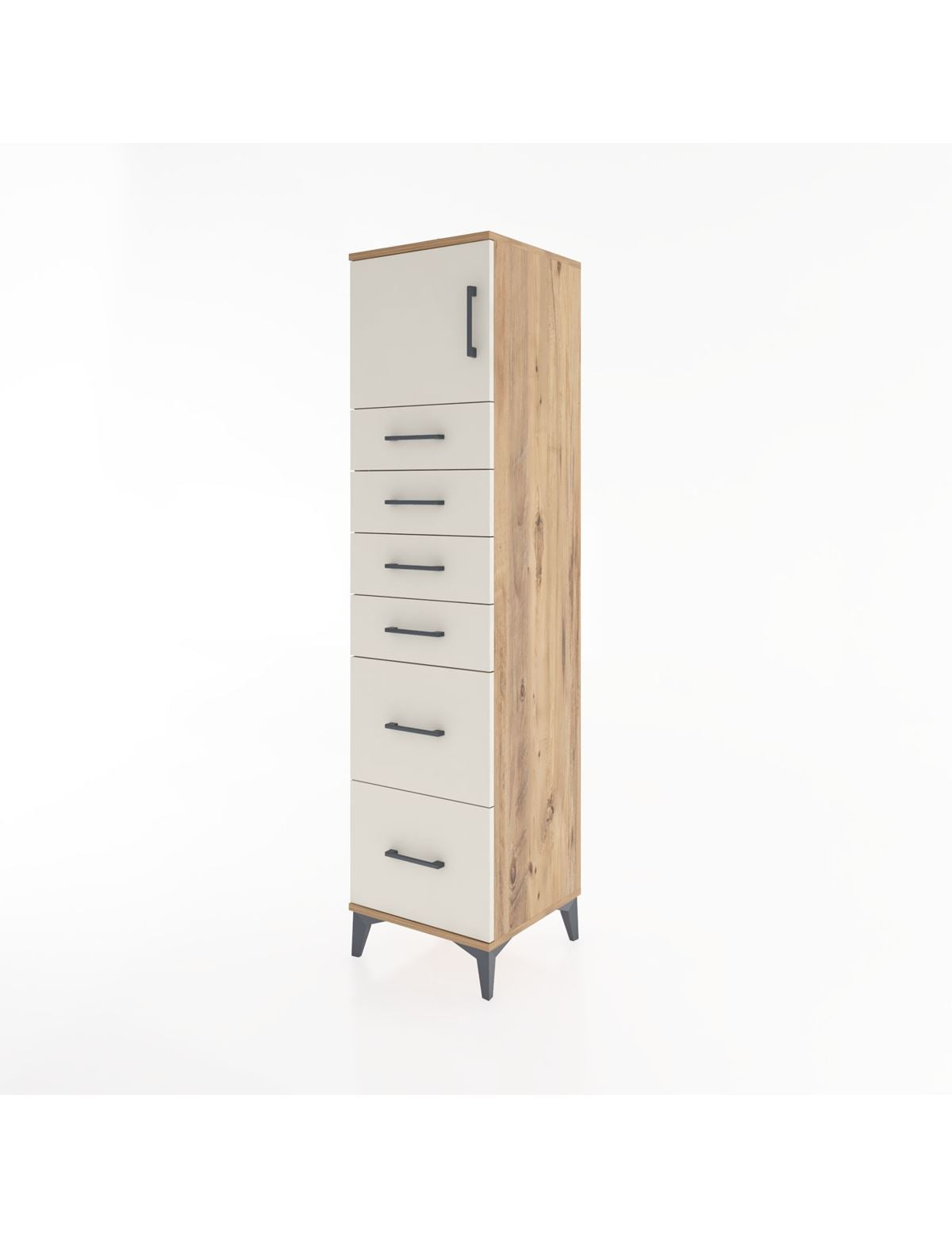 Hyperion Dolap Tek Raflı 6 Çekmeceli Tek Kapaklı 44x44x182 - S55M017V7B