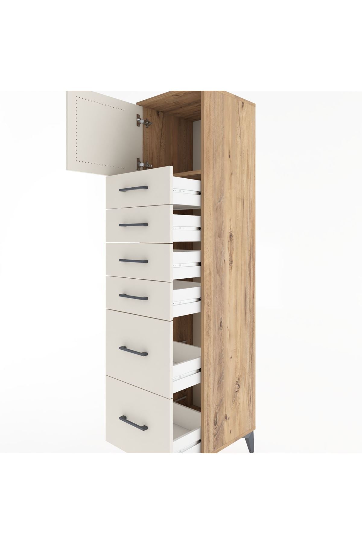 Hyperion Dolap Tek Raflı 6 Çekmeceli Tek Kapaklı 44x44x182 - S55M017V7B