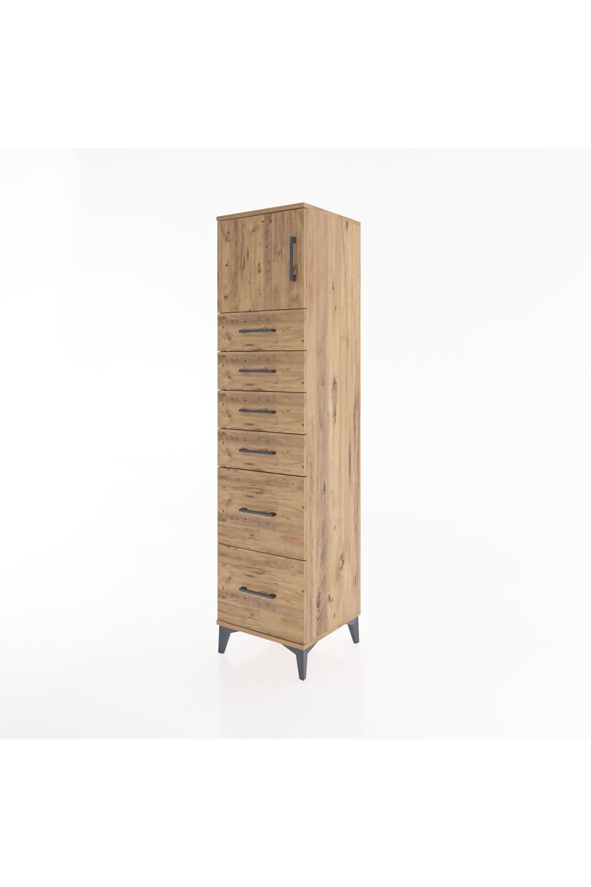 Hyperion Dolap Tek Raflı 6 Çekmeceli Tek Kapaklı 44x44x182 - S55M017V9B
