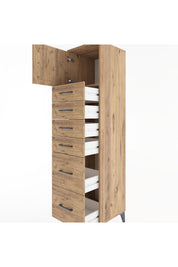 Hyperion Dolap Tek Raflı 6 Çekmeceli Tek Kapaklı 44x44x182 - S55M017V9B