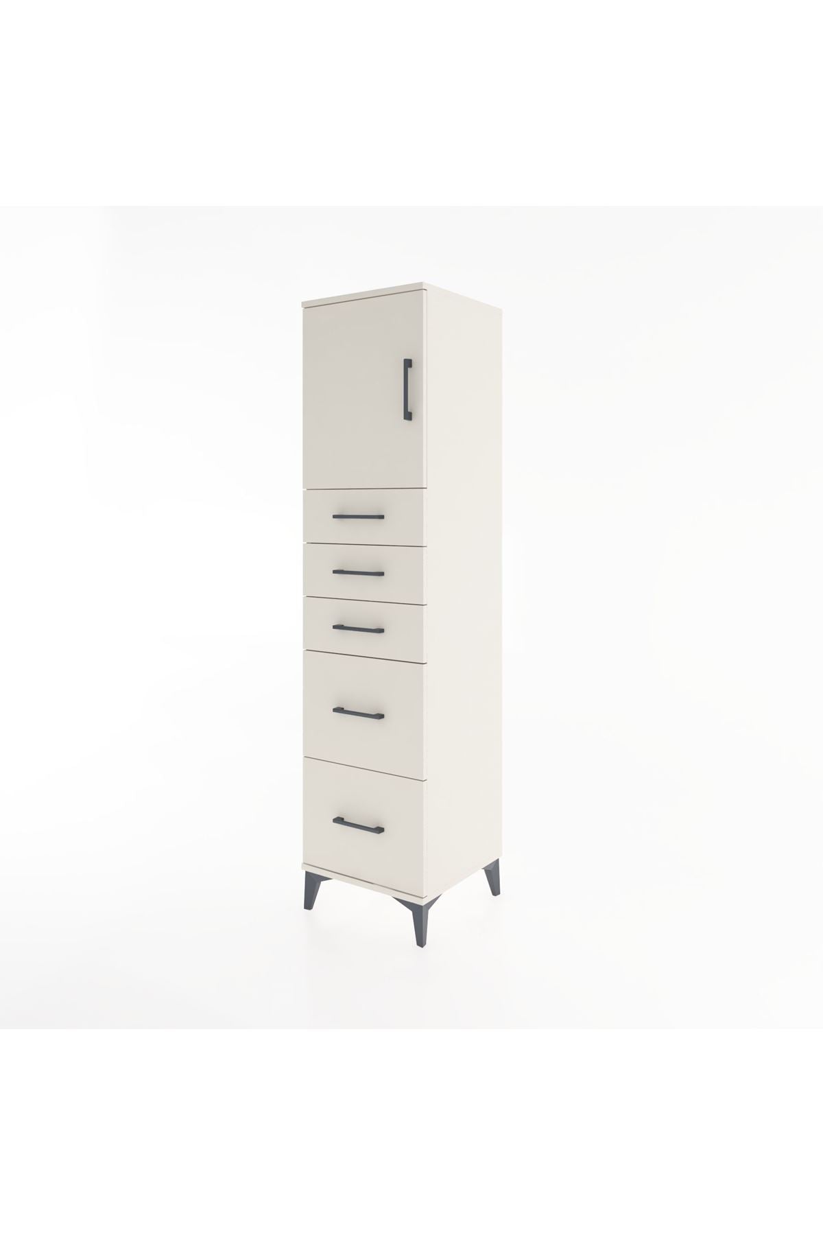 Hyperion Dolap Tek Raflı 5 Çekmeceli Tek Kapaklı 44x44x182 - S55M018V1B