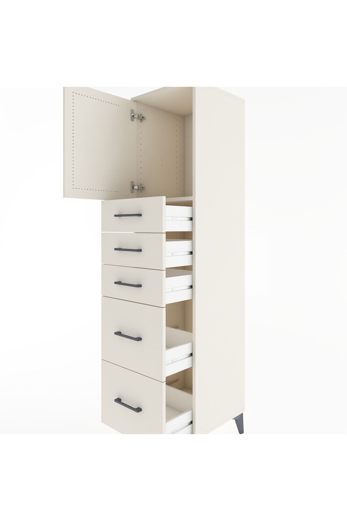 Hyperion Dolap Tek Raflı 5 Çekmeceli Tek Kapaklı 44x44x182 - S55M018V1B