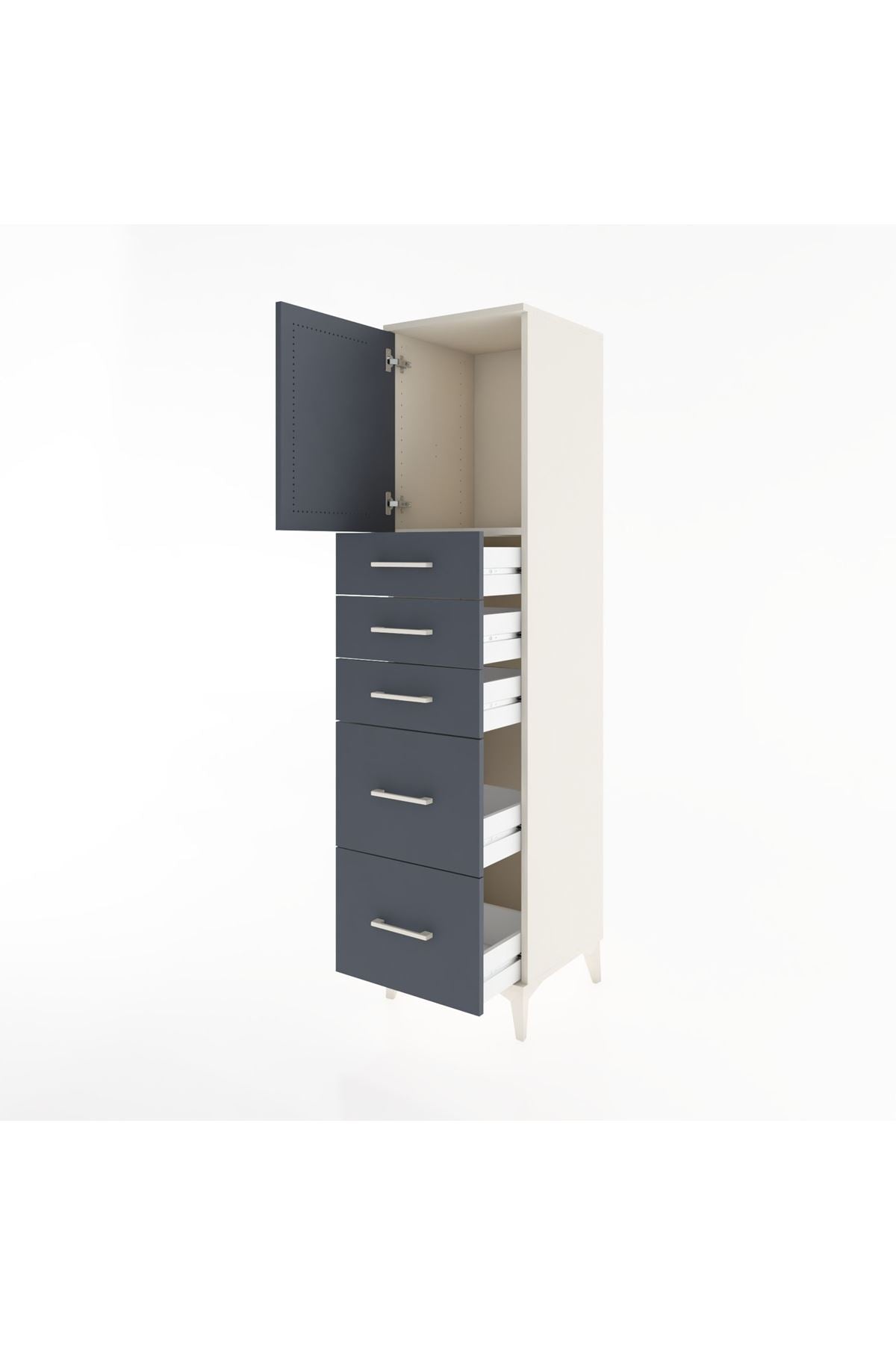 Hyperion Dolap Tek Raflı 5 Çekmeceli Tek Kapaklı 44x44x182 - S55M018V2B