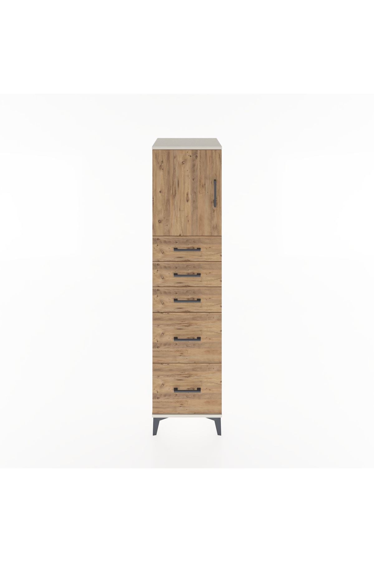 Hyperion Dolap Tek Raflı 5 Çekmeceli Tek Kapaklı 44x44x182 - S55M018V3B