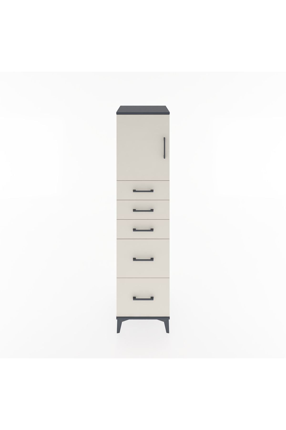 Hyperion Dolap Tek Raflı 5 Çekmeceli Tek Kapaklı 44x44x182 - S55M018V4B