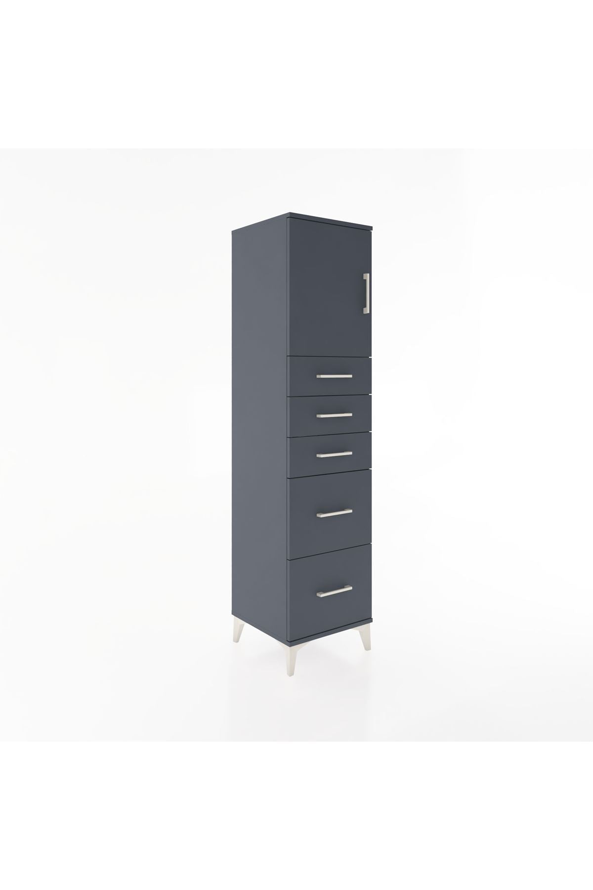 Hyperion Dolap Tek Raflı 5 Çekmeceli Tek Kapaklı 44x44x182 - S55M018V5B