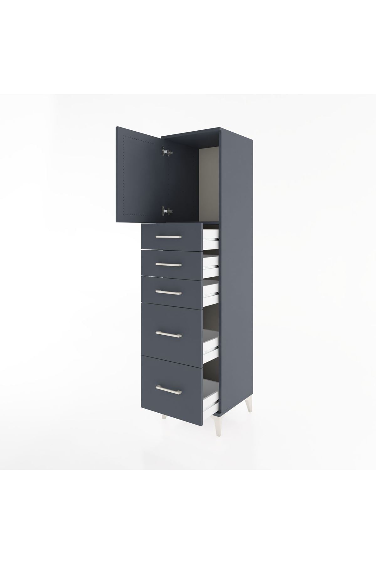 Hyperion Dolap Tek Raflı 5 Çekmeceli Tek Kapaklı 44x44x182 - S55M018V5B