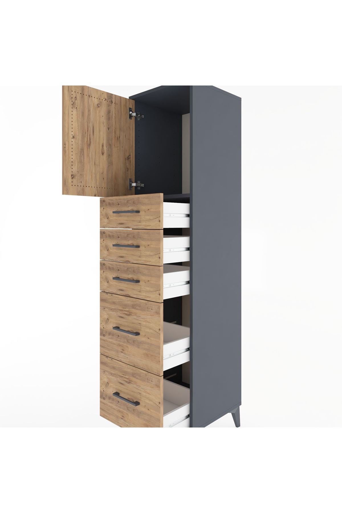 Hyperion Dolap Tek Raflı 5 Çekmeceli Tek Kapaklı 44x44x182 - S55M018V6B