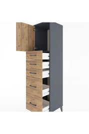 Hyperion Dolap Tek Raflı 5 Çekmeceli Tek Kapaklı 44x44x182 - S55M018V6B