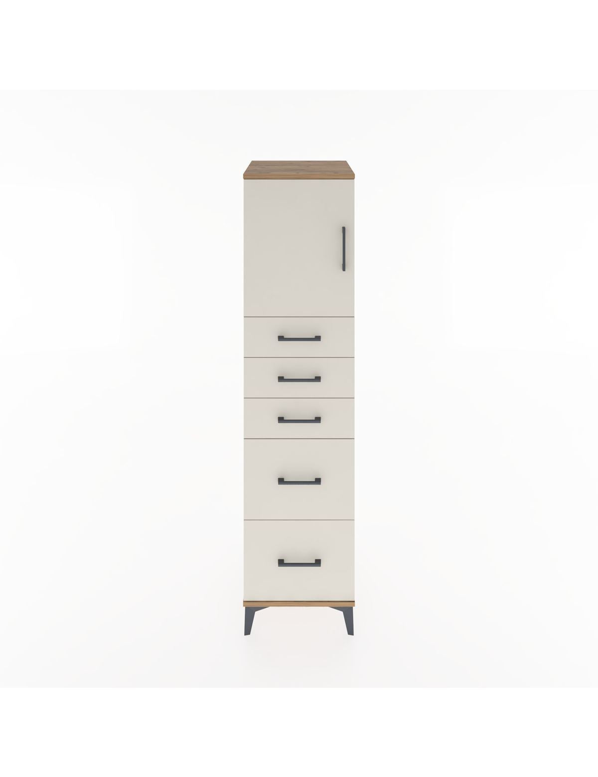 Hyperion Dolap Tek Raflı 5 Çekmeceli Tek Kapaklı 44x44x182 - S55M018V7B