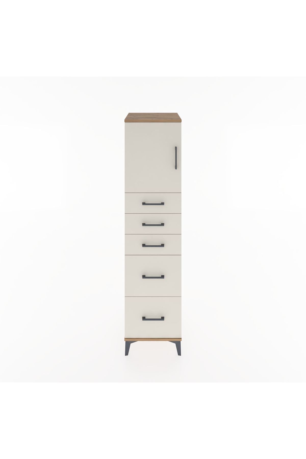 Hyperion Dolap Tek Raflı 5 Çekmeceli Tek Kapaklı 44x44x182 - S55M018V7B