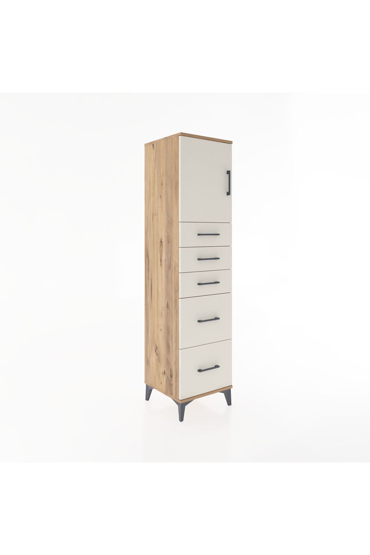Hyperion Dolap Tek Raflı 5 Çekmeceli Tek Kapaklı 44x44x182 - S55M018V7B