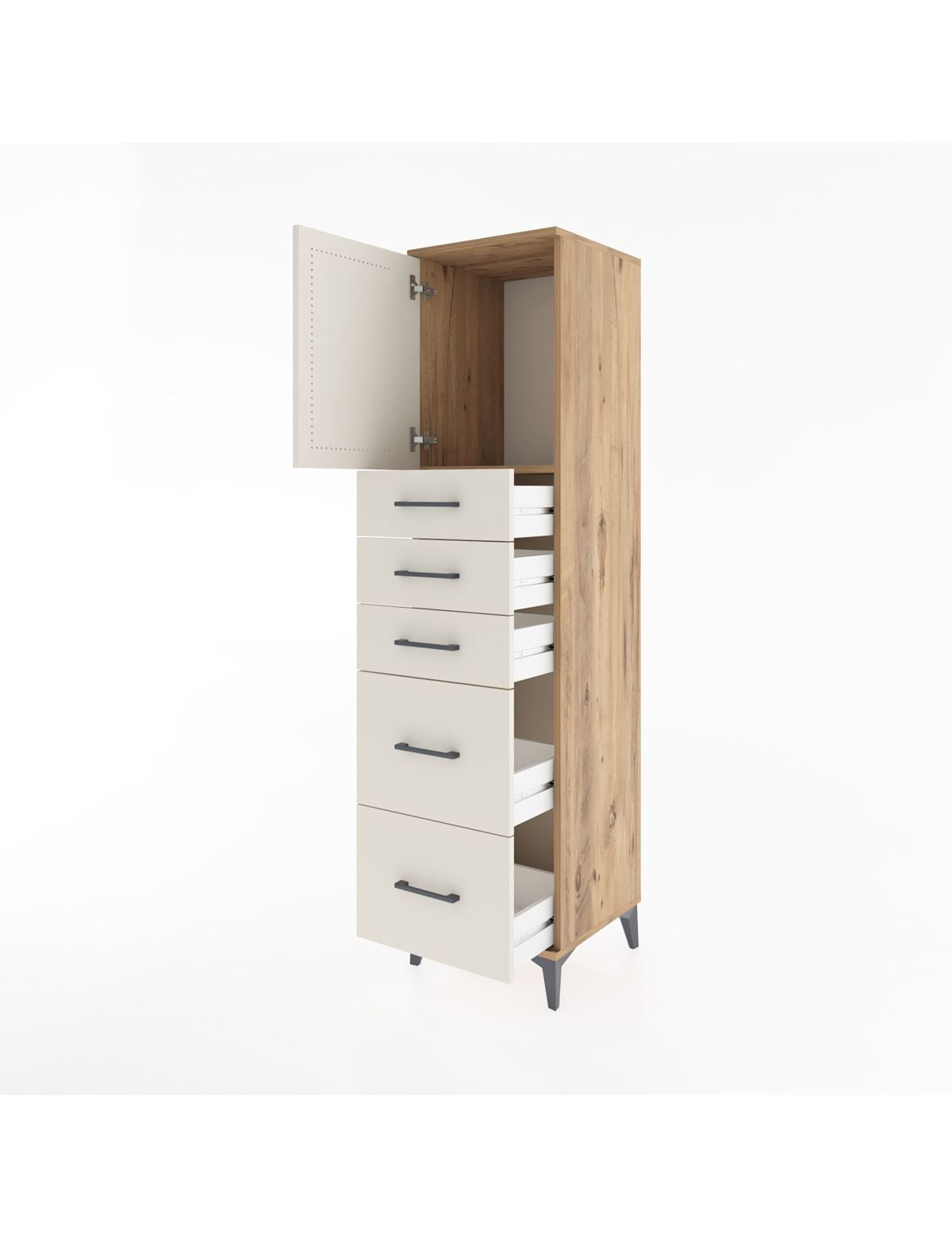Hyperion Dolap Tek Raflı 5 Çekmeceli Tek Kapaklı 44x44x182 - S55M018V7B