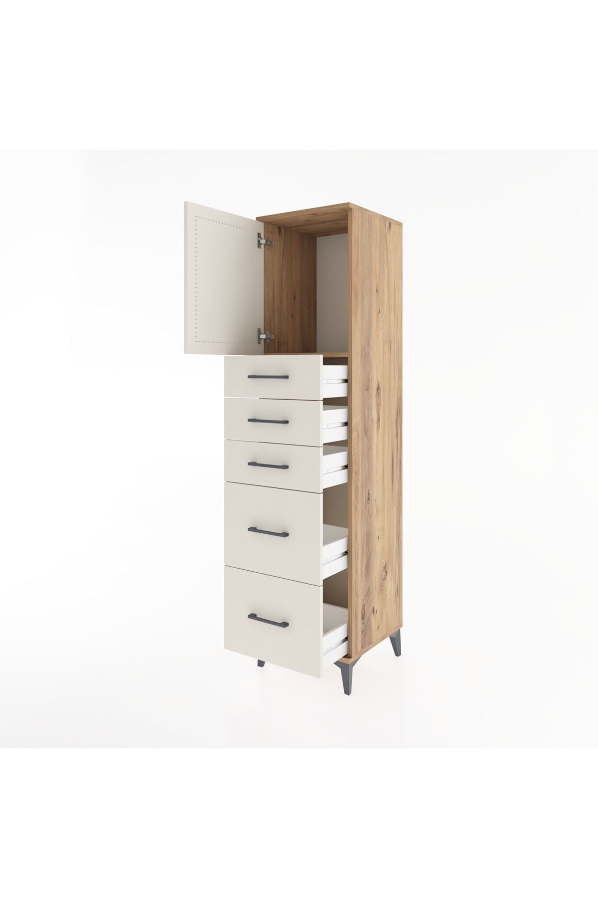Hyperion Dolap Tek Raflı 5 Çekmeceli Tek Kapaklı 44x44x182 - S55M018V7B