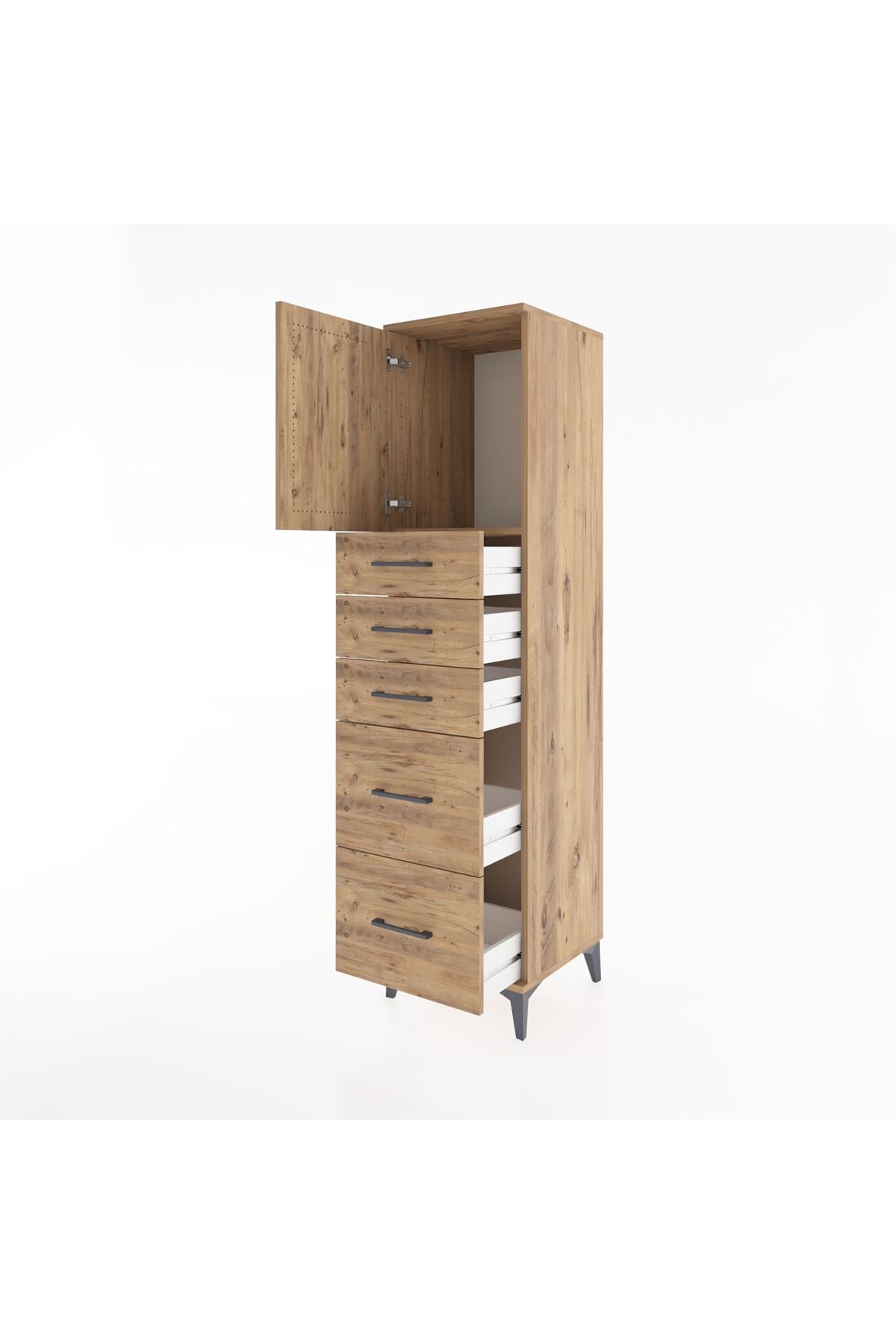 Hyperion Dolap Tek Raflı 5 Çekmeceli Tek Kapaklı 44x44x182 - S55M018V9B