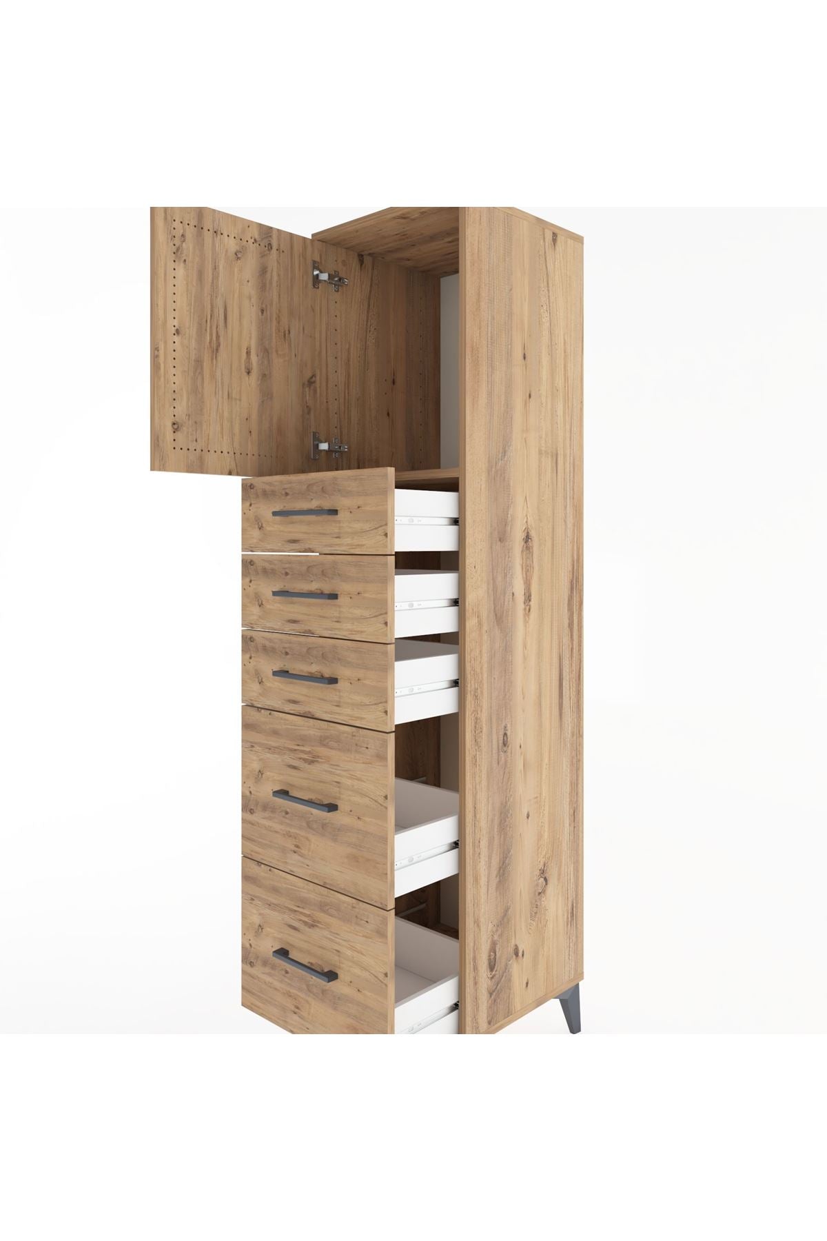 Hyperion Dolap Tek Raflı 5 Çekmeceli Tek Kapaklı 44x44x182 - S55M018V9B