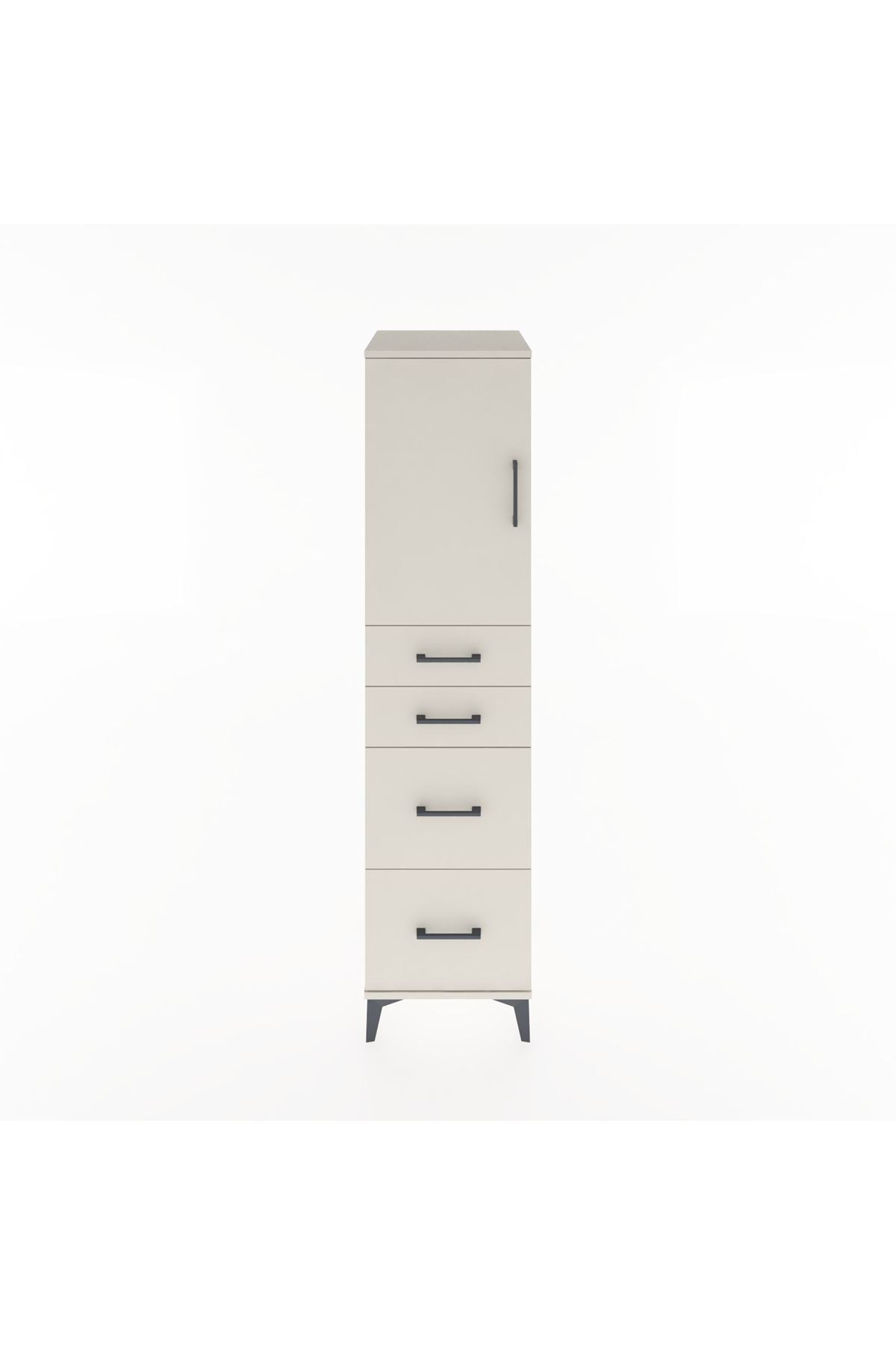 Hyperion Dolap Tek Raflı 4 Çekmeceli Tek Kapaklı 44x44x182 - S55M019V1B