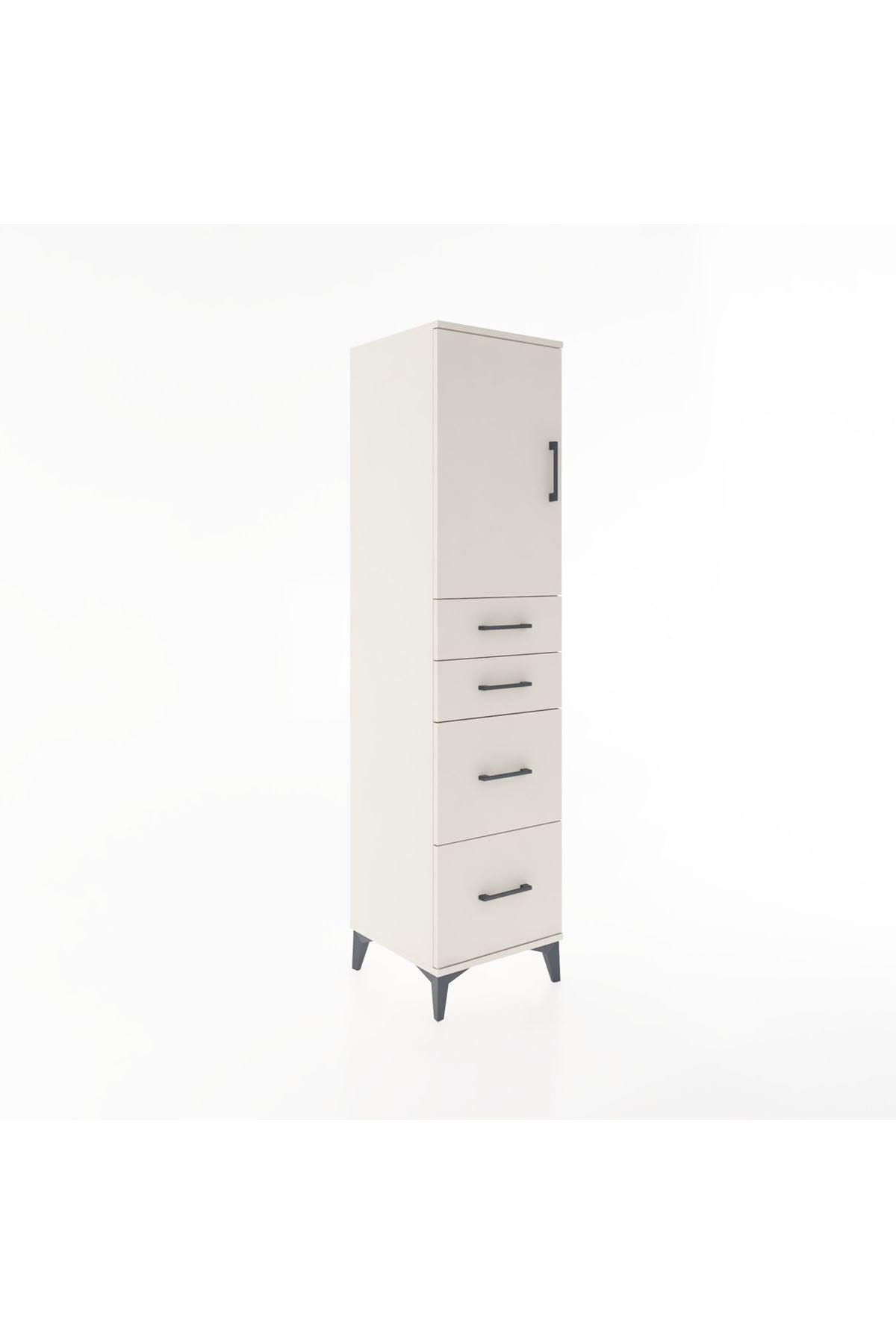 Hyperion Dolap Tek Raflı 4 Çekmeceli Tek Kapaklı 44x44x182 - S55M019V1B