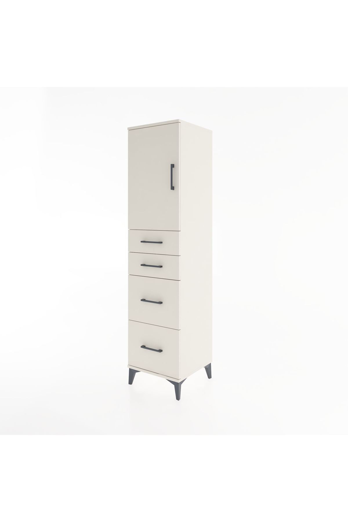Hyperion Dolap Tek Raflı 4 Çekmeceli Tek Kapaklı 44x44x182 - S55M019V1B