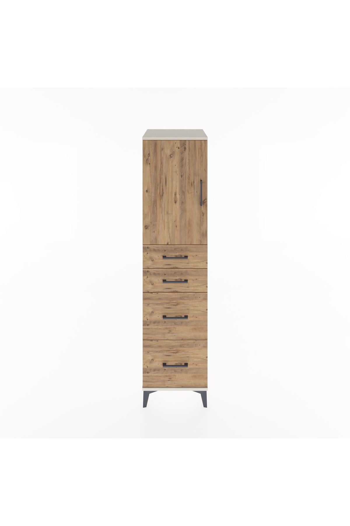 Hyperion Dolap Tek Raflı 4 Çekmeceli Tek Kapaklı 44x44x182 - S55M019V3B
