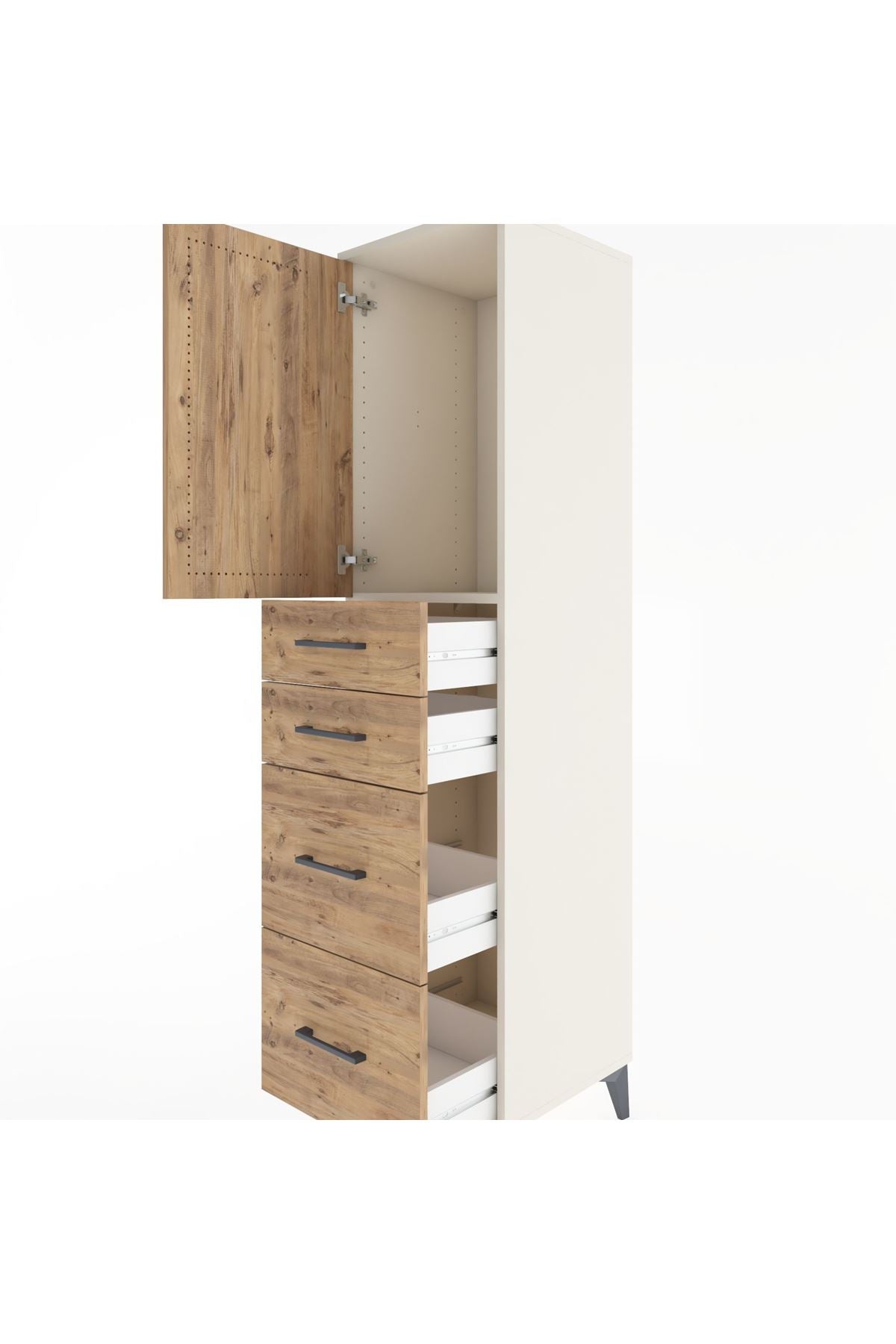 Hyperion Dolap Tek Raflı 4 Çekmeceli Tek Kapaklı 44x44x182 - S55M019V3B