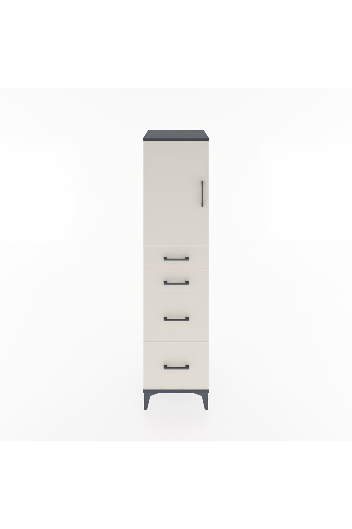 Hyperion Dolap Tek Raflı 4 Çekmeceli Tek Kapaklı 44x44x182 - S55M019V4B