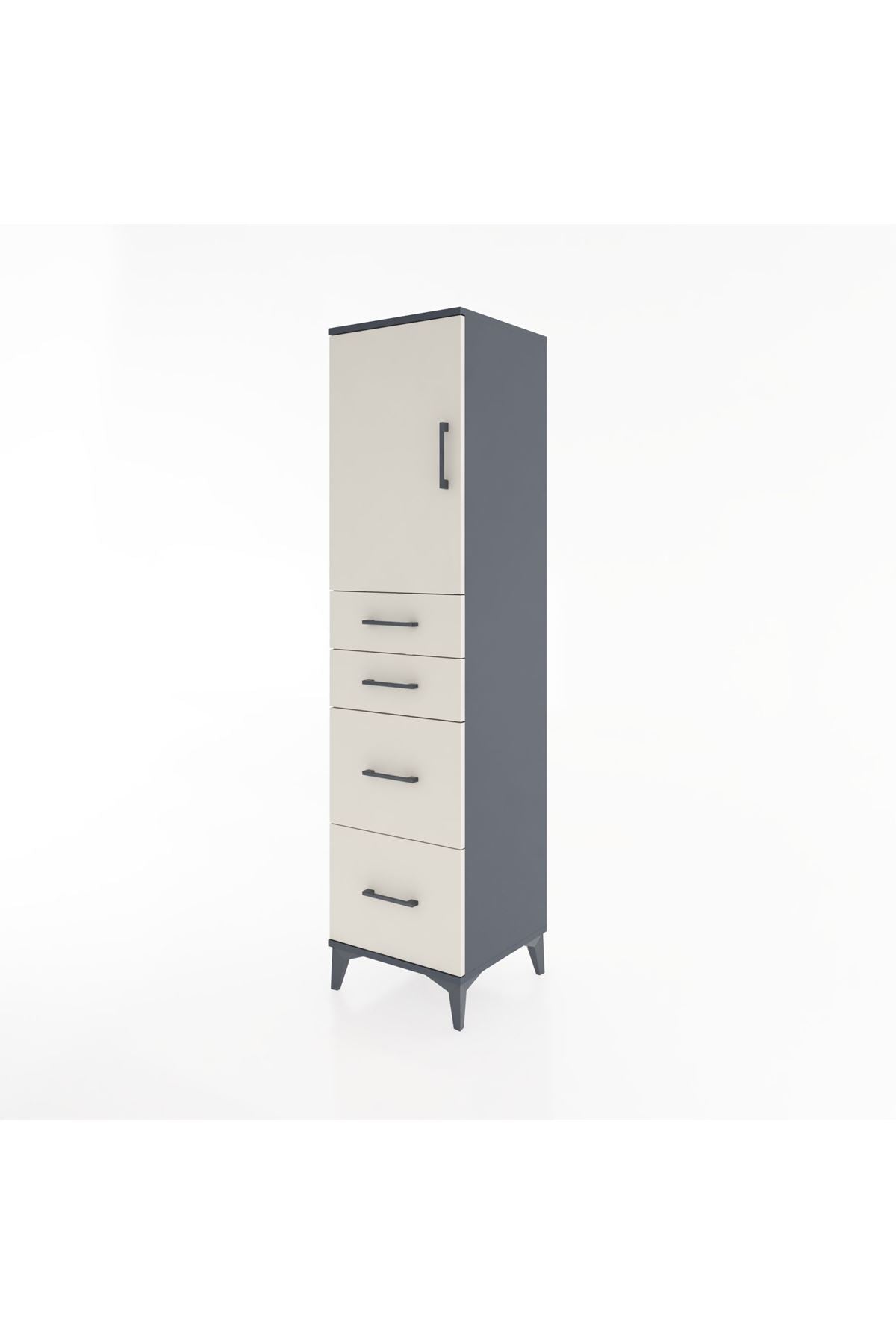 Hyperion Dolap Tek Raflı 4 Çekmeceli Tek Kapaklı 44x44x182 - S55M019V4B