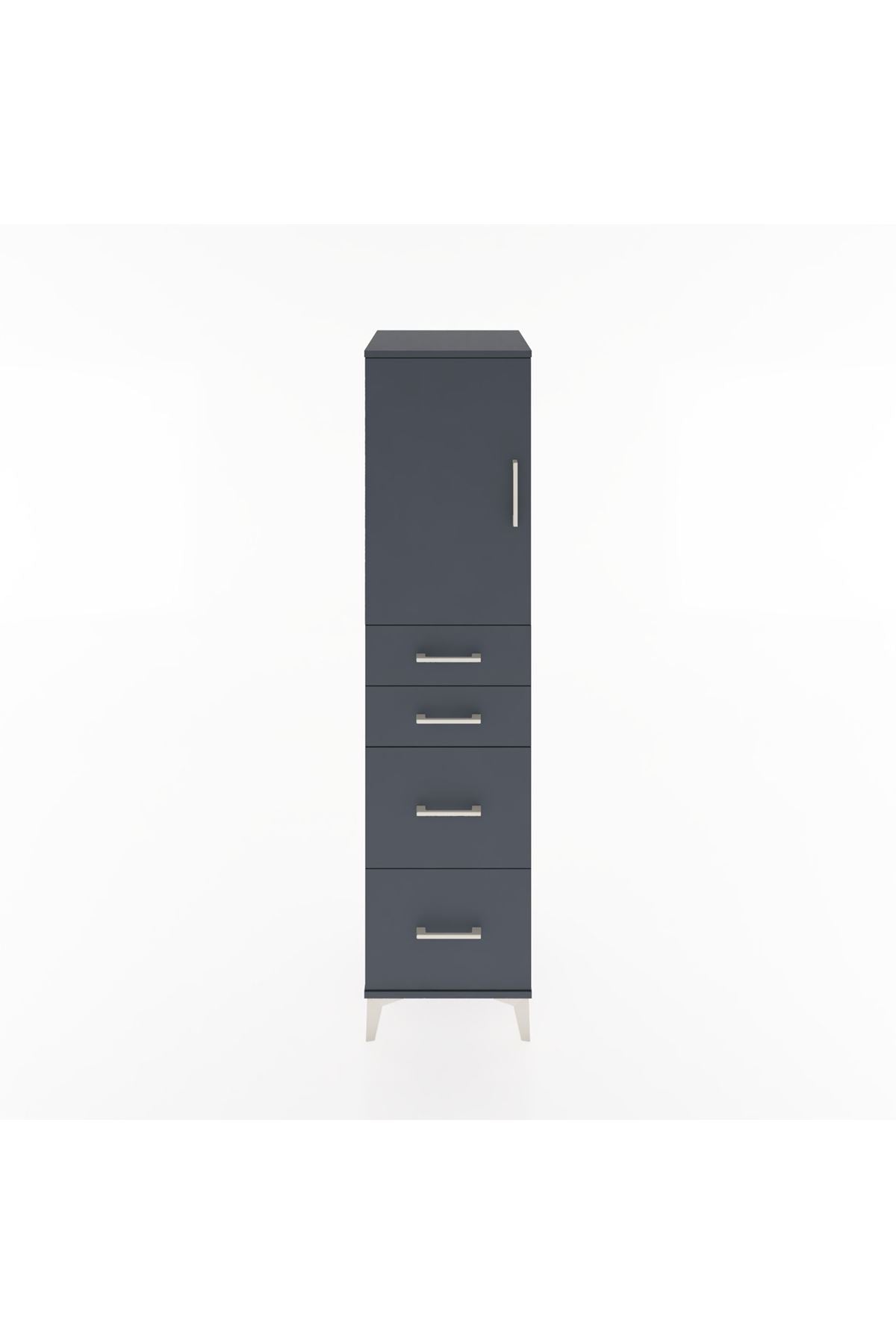 Hyperion Dolap Tek Raflı 4 Çekmeceli Tek Kapaklı 44x44x182 - S55M019V5B
