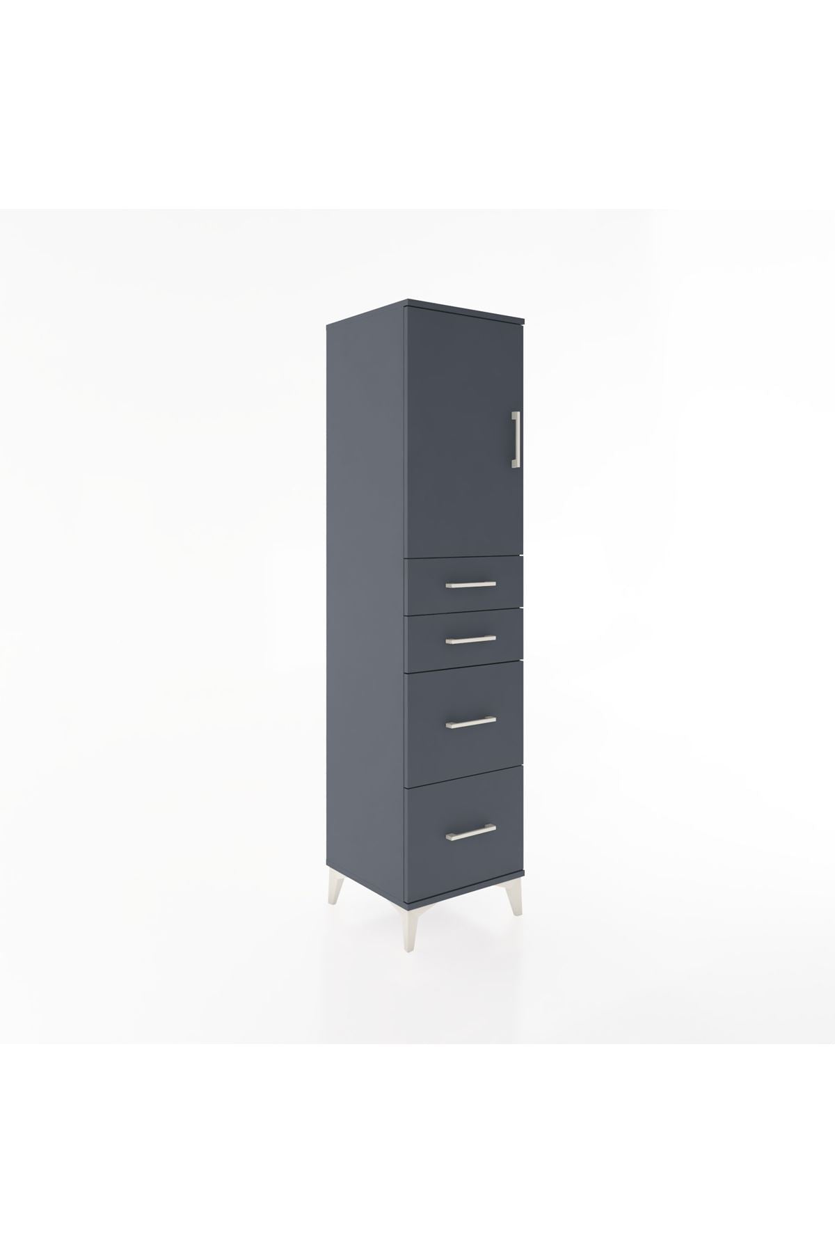 Hyperion Dolap Tek Raflı 4 Çekmeceli Tek Kapaklı 44x44x182 - S55M019V5B