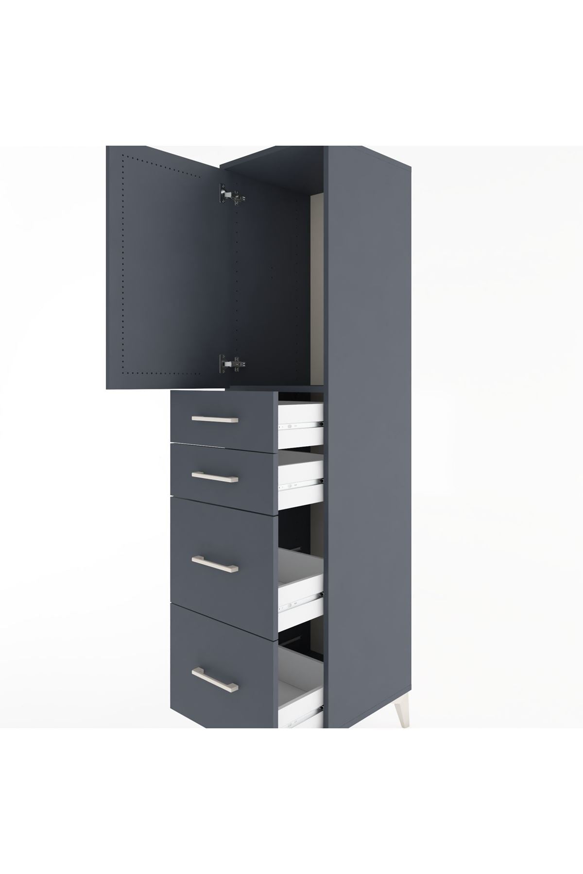 Hyperion Dolap Tek Raflı 4 Çekmeceli Tek Kapaklı 44x44x182 - S55M019V5B