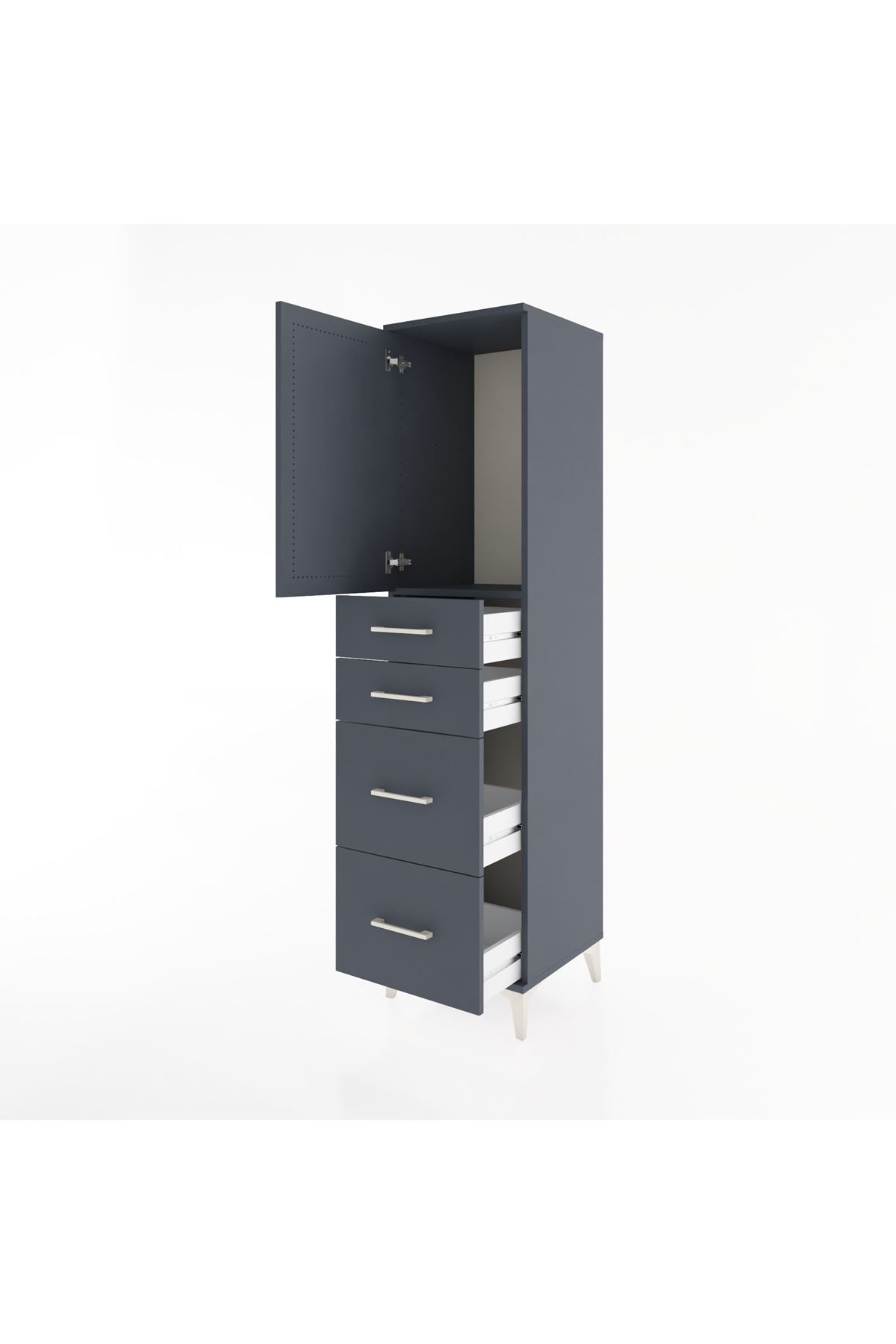 Hyperion Dolap Tek Raflı 4 Çekmeceli Tek Kapaklı 44x44x182 - S55M019V5B
