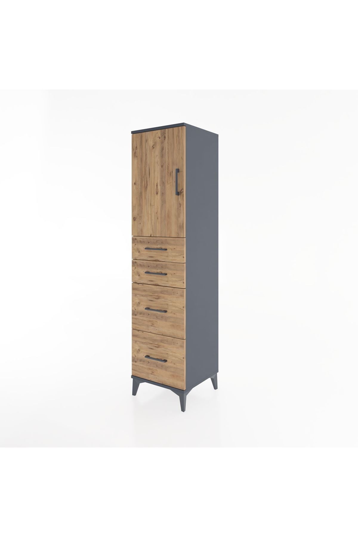 Hyperion Dolap Tek Raflı 4 Çekmeceli Tek Kapaklı 44x44x182 - S55M019V6B