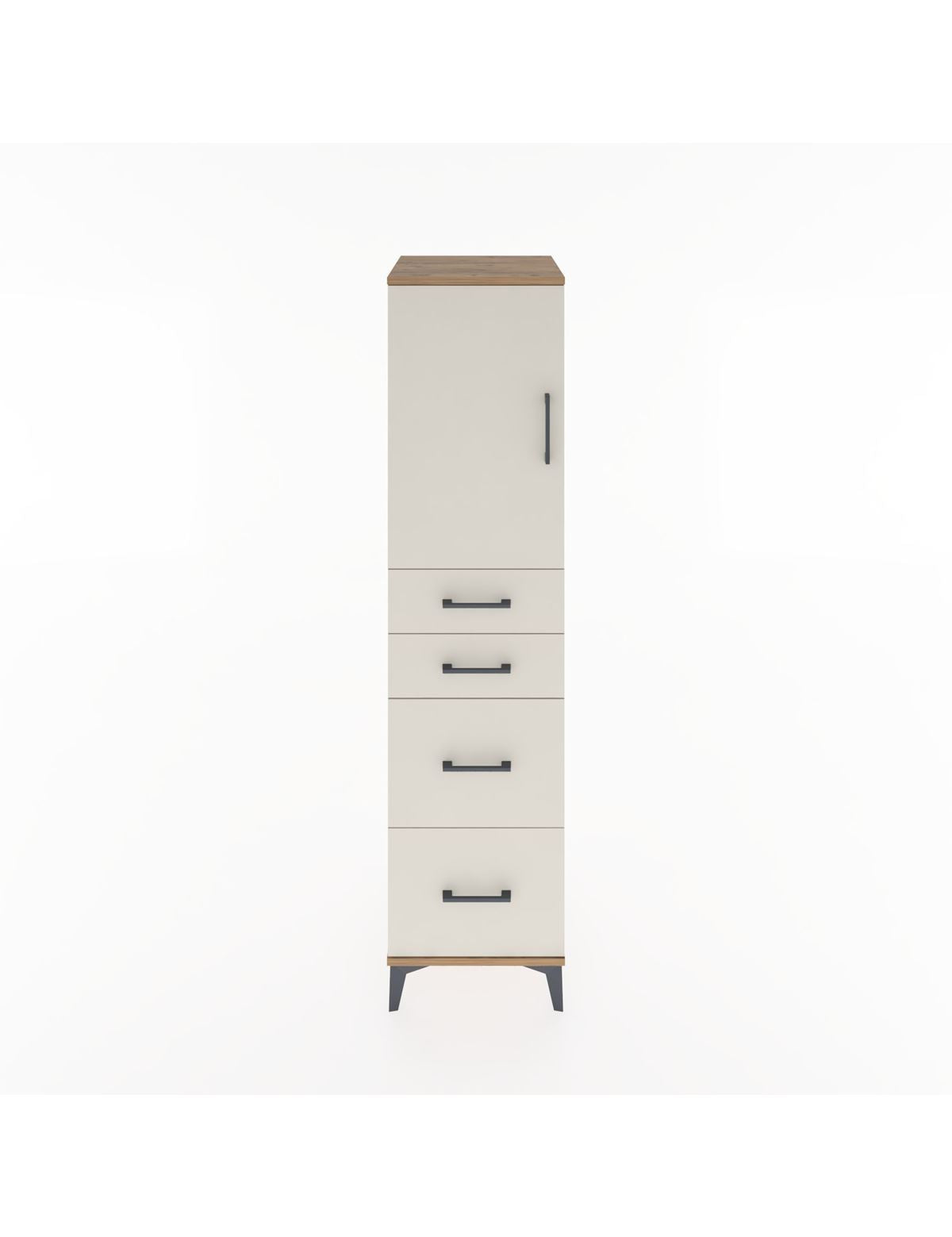 Hyperion Dolap Tek Raflı 4 Çekmeceli Tek Kapaklı 44x44x182 - S55M019V7B