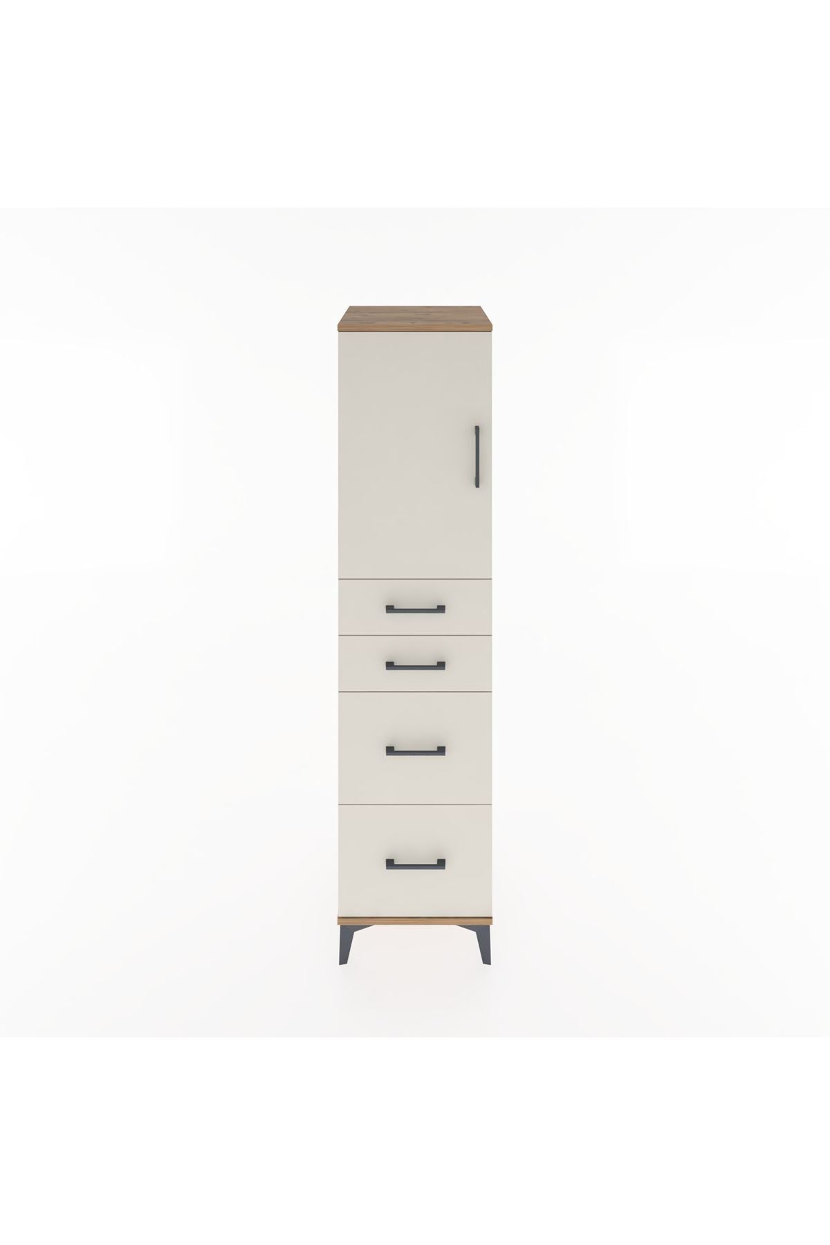 Hyperion Dolap Tek Raflı 4 Çekmeceli Tek Kapaklı 44x44x182 - S55M019V7B