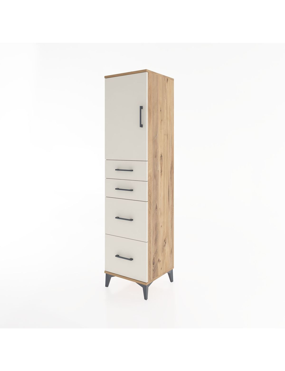 Hyperion Dolap Tek Raflı 4 Çekmeceli Tek Kapaklı 44x44x182 - S55M019V7B