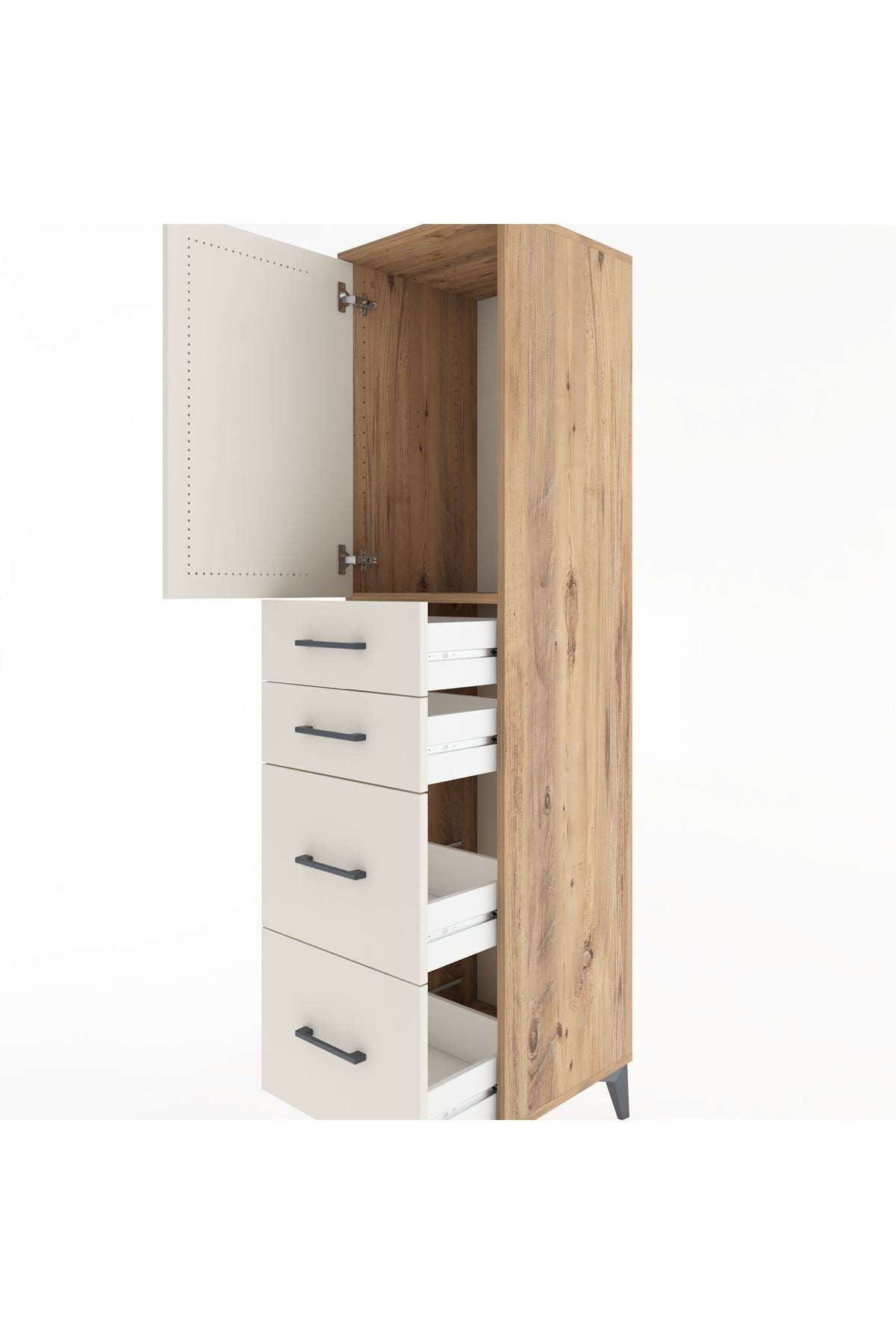 Hyperion Dolap Tek Raflı 4 Çekmeceli Tek Kapaklı 44x44x182 - S55M019V7B