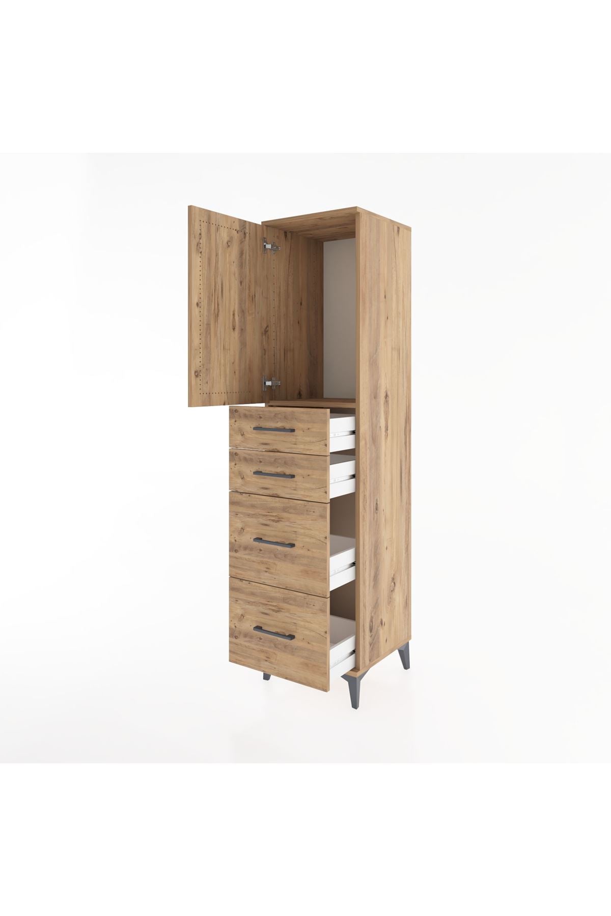Hyperion Dolap Tek Raflı 4 Çekmeceli Tek Kapaklı 44x44x182 - S55M019V9B