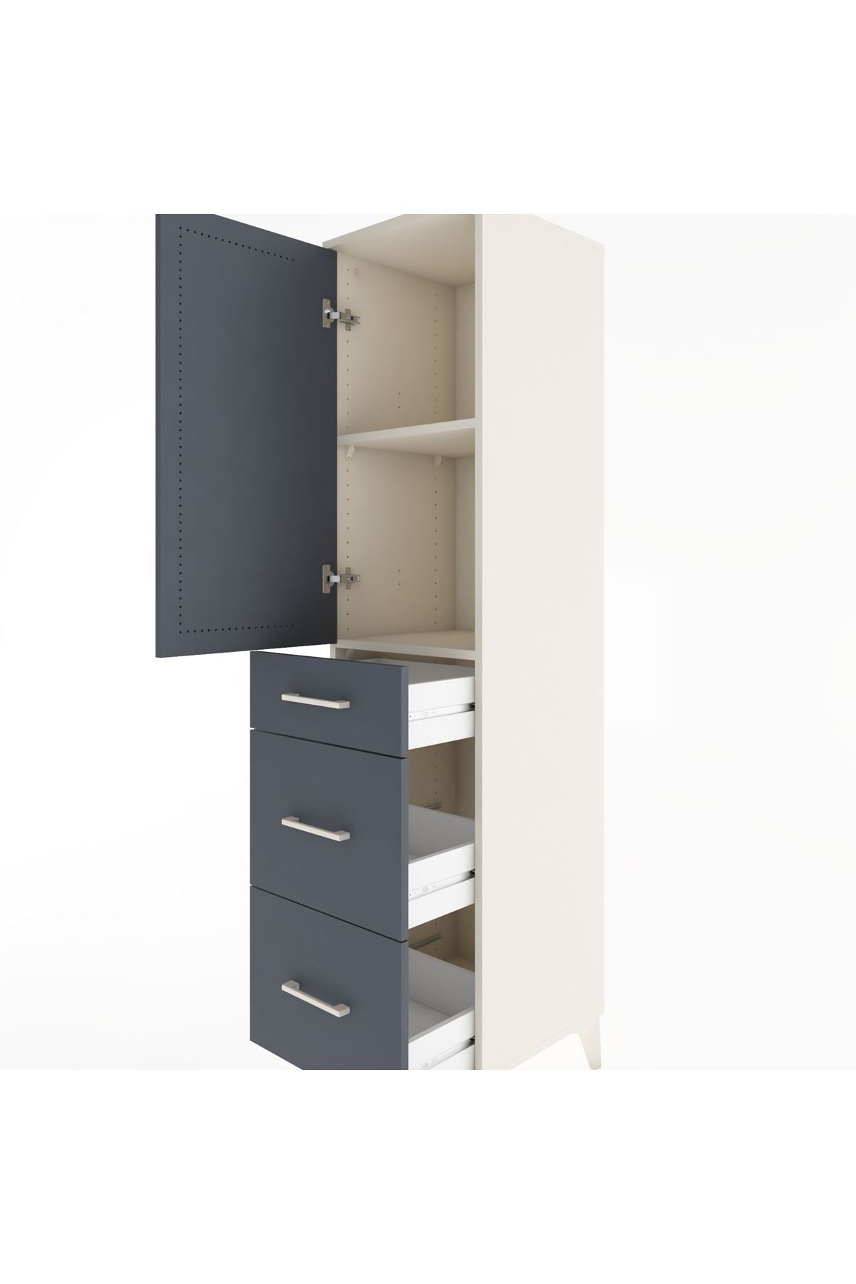 Hyperion Dolap 2 Raflı 3 Çekmeceli Tek Kapaklı 44x44x182 - S55M020V2B