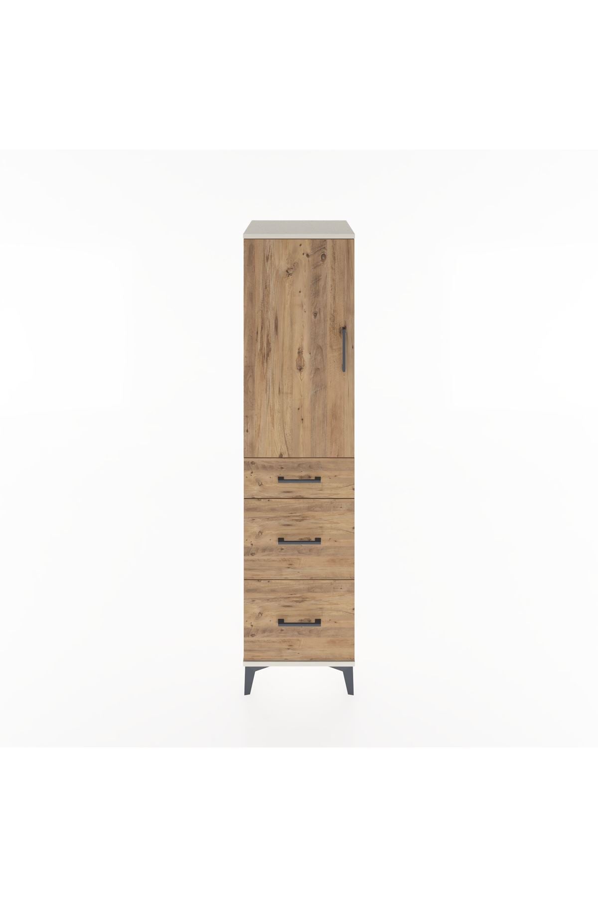 Hyperion Dolap 2 Raflı 3 Çekmeceli Tek Kapaklı 44x44x182 - S55M020V3B