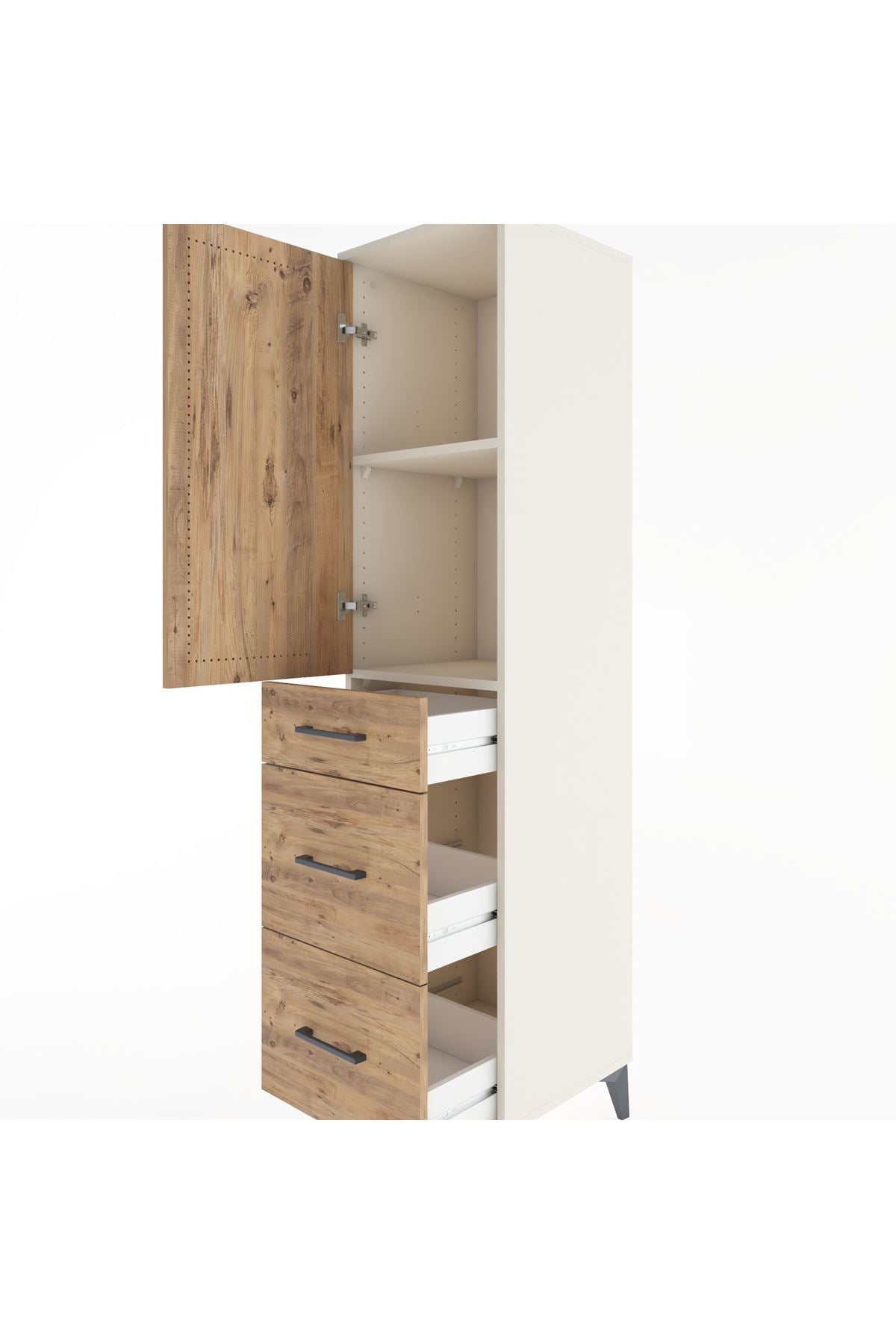 Hyperion Dolap 2 Raflı 3 Çekmeceli Tek Kapaklı 44x44x182 - S55M020V3B