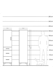 Hyperion Dolap 2 Raflı 3 Çekmeceli Tek Kapaklı 44x44x182 - S55M020V3B