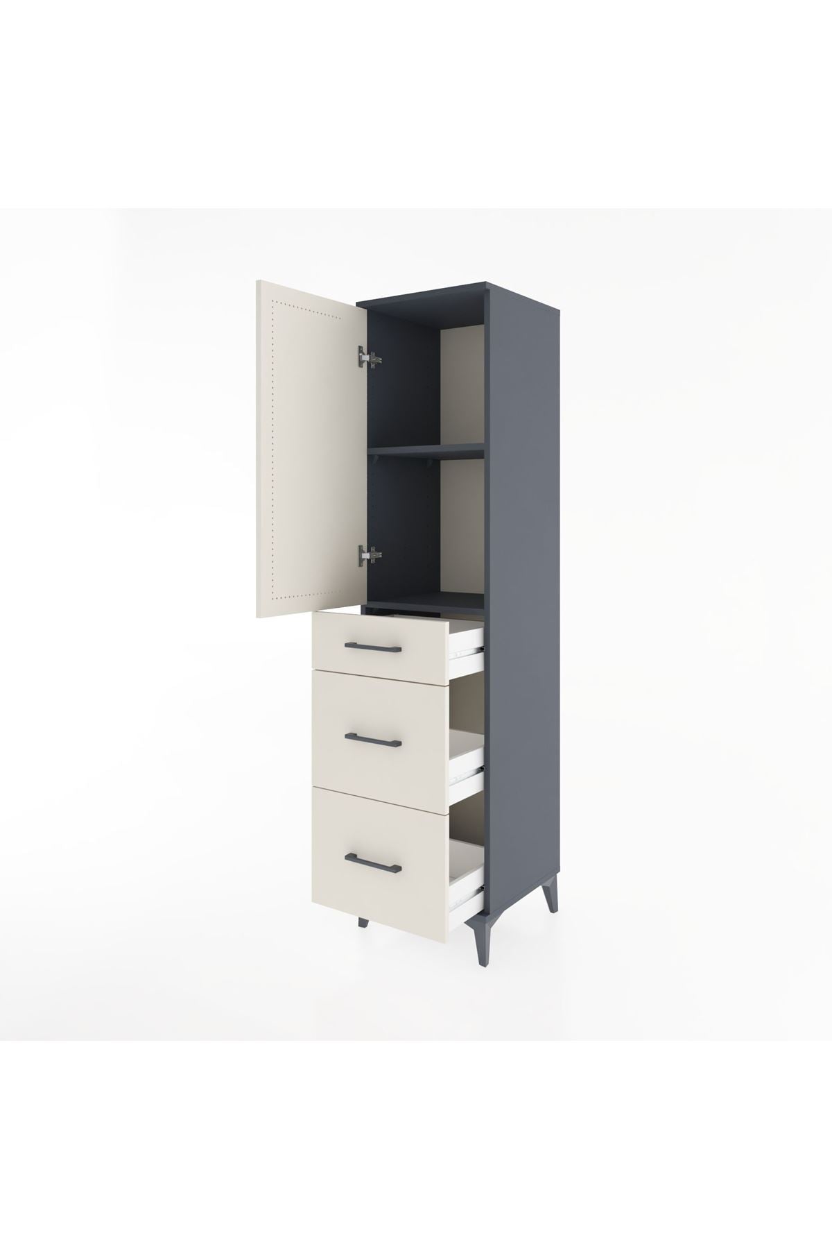 Hyperion Dolap 2 Raflı 3 Çekmeceli Tek Kapaklı 44x44x182 - S55M020V4B