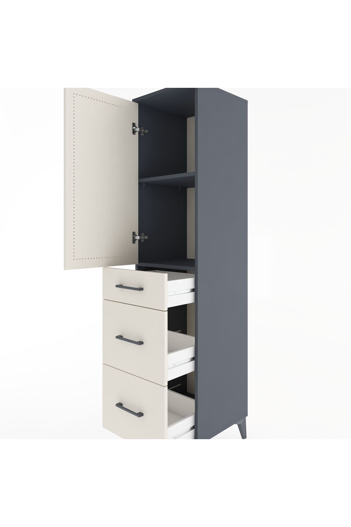 Hyperion Dolap 2 Raflı 3 Çekmeceli Tek Kapaklı 44x44x182 - S55M020V4B